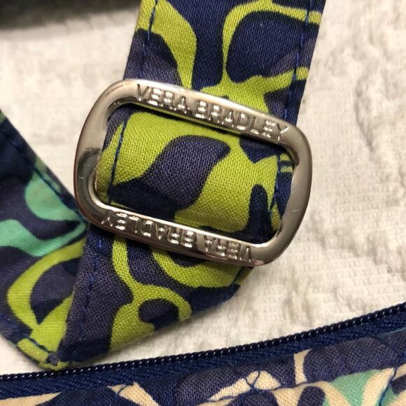 Vera Bradley Crossbody Purse Blue with Green Silver Tone Hardware - Picture 3 of 14